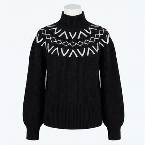 NEW VARLEY marcie fairisle yoke knit sweater in black